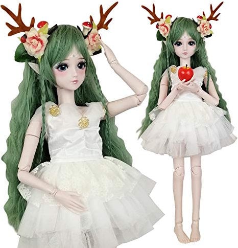 EVA BJD Green Deer 1/3 BJD Puppe Spirit Demon Girl 24inch 60cm 19 Kugelgelenk Puppen Babypuppe Spielzeug Geschenk für Kinder