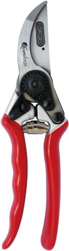 Kamikaze Sécateur KM-5 Forged. Semi Professionnel. 25 mm de diamètre. Poignées en Aluminium Rouges recouvertes de PVC. Ciseaux de Jardinage. Comprend étui et aiguiseur