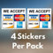 eSplanade 4 Stück selbstklebende Kreditkartenschilder Vinyl Aufkleber We Accept – Visa, MasterCard, Amex and Discover – 10,2 x 10,2 cm Vinyl-Aufkleber für Fenster – Shop, Café, Büro, Gaststätten