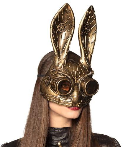 Boland 54538 - Halbmaske Steam-Bunny, Maske Steampunk, Timepunk, Hase, Accessoire, Kostüm, Karneval, Mottoparty