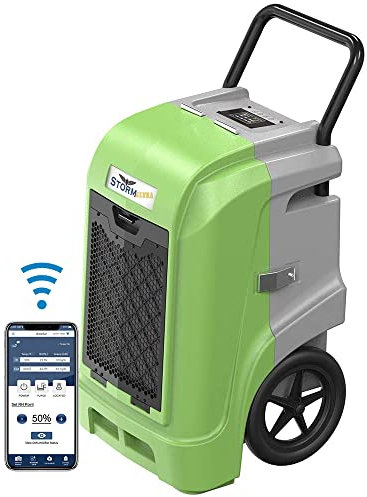 AlorAir Storm Ultra Industrial Dehumidifier 190 PPD, cETL, LCD Display, 5 Years Warranty, LGR Commercial Dehumidifier with Pump, Epoxy Coating on Coil, Designed for Flood Restoration (Green)