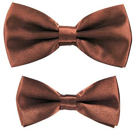 axy Vater-Sohn Partnerlook Fliege Schleife, bereits gebunden, Konfirmation verstellbar in verschiedenen Farben FLIP1 (Hellbraun)