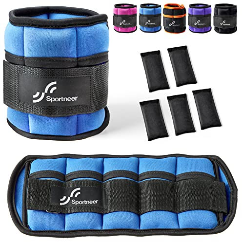 Sportneer Gewichtsmanschetten, Verstellbares Fußgelenkgewichte Set, Fuß-/Handgelenkgewicht Manschetten, 0,23kg bis 0,9kg, pro Knöchel, 0,45-1,8 kg pro Paar