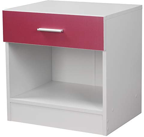 URBNLIVING Orlando - Comodino in legno con 1 cassetto, per camera da letto dei bambini, colore: rosa