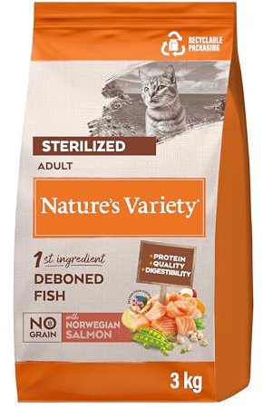 Nature's Variety Selected, Cibo per Gatti Sterilizzati con Salmone Norvegese Diliscato 3 kg
