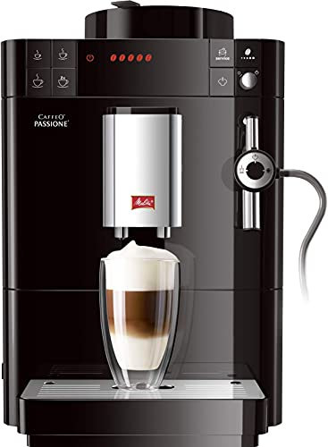 Melitta Passione F530-102 Cafetière automatique avec moulin à café en grains, système de lait, nettoyage automatique, personnalisable, 15 bars, noir (reconditionné)