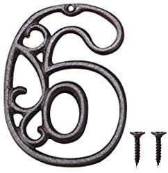 Zayookey Métal Numéro de Maison en Fonte extérieur Moderne House Numbers Metal Sign Numéro de Porte Style rétro Numéro D'adresse Pour café, Bar, Restaurant (Numéro 6)