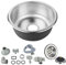 Évier de Cuisine à Encastrer Inox - Forme Ronde 1 Bac 41×41×18 cm avec Siphon et Bonde