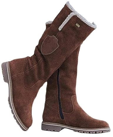 Onsoyours Stivali Alti Donna Stivali Invernali Scarpe Camoscio Outdoor Stivali da Neve Foderati Caldo con Chiusura Lampo Laterale A Marrone 40 EU