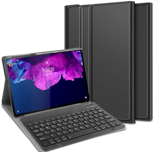 Housse pour Tablette avec Clavier Compatible avec Lenovo Tab P11 / Tab P11 (5G) / Tab P11 Plus - Étui Clavier Bluetooth QWERTY - Noir