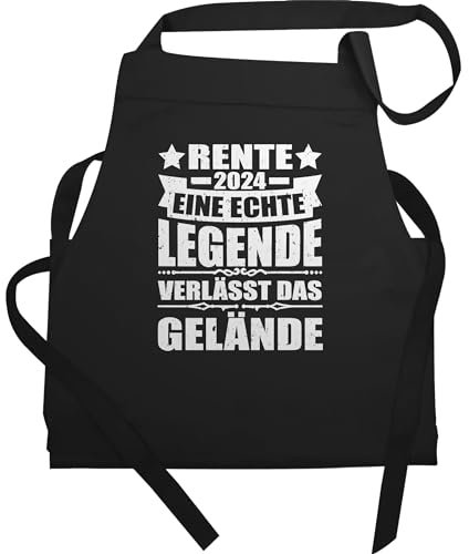 Shirtracer Schürze Geschenk - Rentner - Erwachsene - Rente 2025 eine echte Legende verlässt das Gelände - 60x87 - Schwarz - küchenschürze retirement legend kochschürze zum ruhestand pensionierung