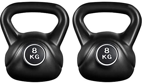 Yaheetech 2 x 8kg Kettlebell Kugelhantel mit Zementfüllung Kunstoff Schwunghantel Rundgewicht für Krafttraining und Cross Training