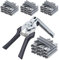 MINYULUA Type M Hog Nail Ring Pliers Kit with 2400pcs M Clips, Hand Tools Clamp Wire Cage Fasten Plier for Fence Fastening, Upholstery Installation, Animal Cages