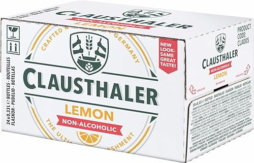 Clausthaler Lemon Alcohol Free Beer - Case 24 x 330ml, <0.5% Bottles | Citrus Fruit Lager | Vegan, Low Calorie (Packaging may vary)