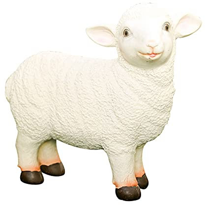 Garten Outdoor Statue Schaf Statuen für den Garten Weiß Ram Lamm Tier Garten Pflanzgefäß Terrasse Ornament Skulpturen Statue Typen Stehend Up (Farbe : A)