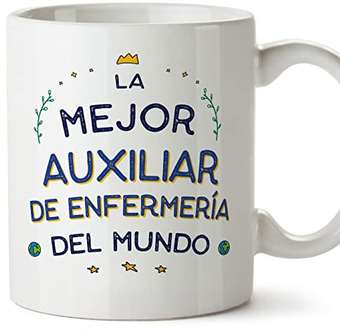 MUGFFINS Tazas para AUXILIAR DE ENFERMERÍA mujer - En Español - Mejor del Mundo - 11 oz / 330 ml - Regalo original y divertido