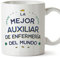 MUGFFINS Tazas para AUXILIAR DE ENFERMERÍA mujer - En Español - Mejor del Mundo - 11 oz / 330 ml - Regalo original y divertido