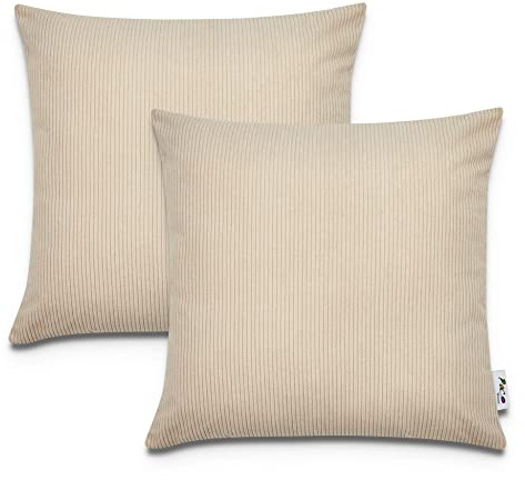Paco Home Dekorative Kissenbezüge Kordsamt Kissenbezug Weich Kissenhülle Set Kissen Sofa Schlafzimmer Deko Zierkissen, Farbe:Beige 2, Sets:2pcs-Set
