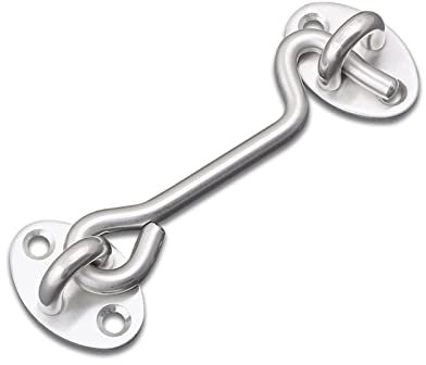 BELLAY Türriegel Edelstahl Fenster Schiebetür Riegel Kabine Haken und Öse Riegel Schloss Schuppen Tor Tür Fang Silent Halter (Color : Silver, Size : 8inch)