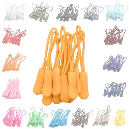 10 Zipper-Schlaufen 70 Farben Reißverschluss-Anhänger Reißverschluss-Verlängerung Pull Anhänger, Farbe:mango