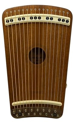 Koreanische Harfe [Hanago] M28E 16 Saiten, aber chromatische 32 Noten von Single Fretted Design, tragbare A4-Größe, massive Mahagoni-Oberseite und Rückseite, Holzschlüssel und Tasche (Mahagoni)