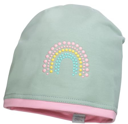maximo Mini Girl-Beanie Middle, Kontrastrand, Jersey Uni, Deko Made in Germany 51 Mineral