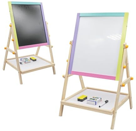 Buddy Baby • Pizarra Creativa 2 en 1 CreativeBoard • Desde 3 años • Superficie blanca y tiza • Incluye caja de tizas, 2 borradores y 1 boli • Balda inferior para accesorios • Ajustable en altura