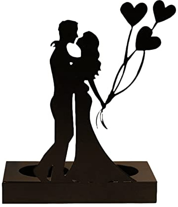 Marooma Iron Candle Holder Black Candle Candle Dish Holder Candle Dish Metal Candle Holder Anniversary Ornament Romantic Iron Candlestick Ornament Ideal for Wedding Party Memorial Day(Balloons)