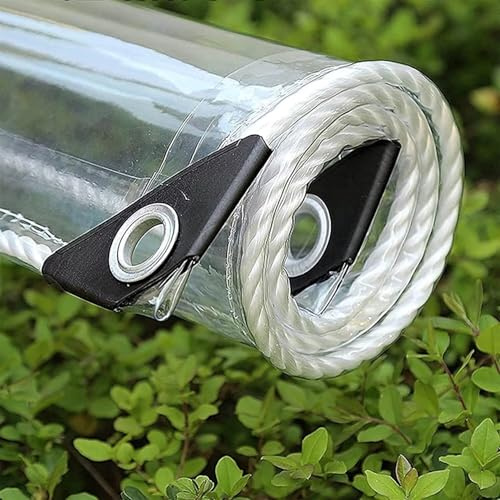 GQZGGXX Lona transparente de 8 x 20 pies de PVC de 14 mil, resistente al agua, lona transparente de 400 g/m² de vinilo con ojales para camping, invernadero, coches, patio y pabellón