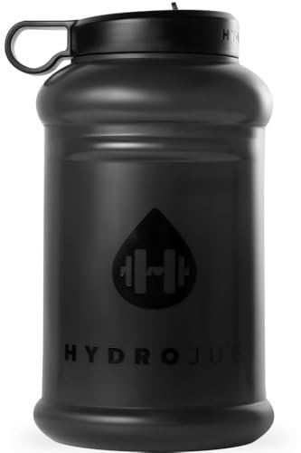 HydroJug Half Gallon Water Bottle 73oz - Refillable, Reusable Jug With Carry Handle - Leakproof Guarantee - Great For On-The-Go Hydration - Dishwasher Safe, BPA Free, Black (Pro Jug V2)