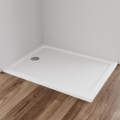 IMPTS Duschwanne 80x90x4 cm Duschtasse Komplett Set Quadrat Extra Flach Eckig Acryl Weiß Dusche Acrylwanne für Duschabtrennung Duschkabine, inkl. Ablaufgarnitur