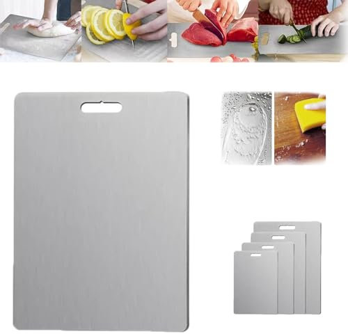 Tabla de cortar de titanio, tabla de cortar de acero inoxidable, tablas de cortar de titanio para cocina, tabla de cortar de acero inoxidable 316 de calidad alimentaria para carne (40x60cm)