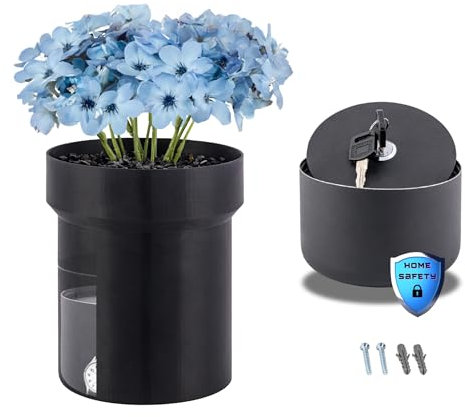 Blumentopf-Safe von growpile als Geldversteck, Schlüsselversteck, für Schmuck und vieles mehr nutzbar,ideale Tarnung,Tresor innerhalb des Behälter, schwarz und von aussen unsichtbar, incl. Kunstblumen