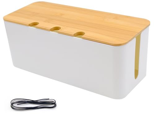 Fahibin Cable Organizer Box,32 * 13.6 * 12.7cm,Caja Oculta Cables Guardacables,Organizador de Cables para Esconder Cables,Cables Plástico Box, para Ocultar Tomas de Corriente y Tomas múltiples
