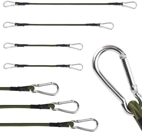 Lot de 4 tendeurs en caoutchouc avec mousqueton, 30/60/90 cm, extra résistants, mousquetons, tendeurs en caoutchouc, pour camping, chargement, vélo