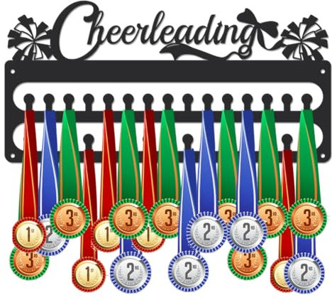 SUPERDANT Cheerleading Medaillenhalter Sport Medaillen Aufbewahrung Wandhalterung Cheerleader 30 Haken Medaillen Aufhänger Rennband Auszeichnungs Organizer Geschenke für Sportler Kinder