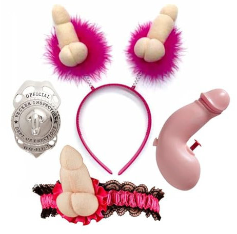 Cerchietto pistola distintivo giarrettiera con pisello per la sposa alla festa hot di addio al nubilato sexy gadget per adulti 18+