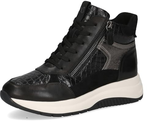 CAPRICE Damen Sneaker hoch mit Reißverschluss Plateau, Schwarz (Black Comb), 38 EU
