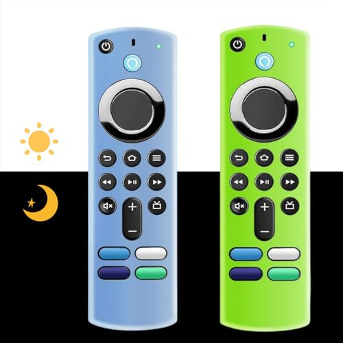 [2 Pack] Remote Cover Case Compatible with 3rd Gen Voice Remote(Glow in the Dark), Anti Slip Silicone Protective Cover with Lanyard