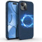 GLYXOR Custodia premium per iPhone 15 blu opaco in silicone, compatibile con MagSafe - 4 strati protettivi - custodia magnetica sottile, resistente agli urti e ai graffi per Apple iPhone 15 slim case