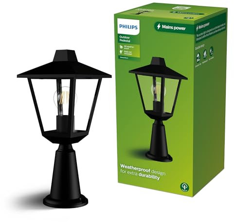 Philips Kinno Sockelleuchte für den Außenbereich, Up-Light, ohne Sensor, Max. 25 Watt, E27-Fassung, Schwarz