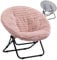 HollyHOME Klappsessel Rund Klappbar Sessel Wohnzimmer Schlafzimmer Relaxsessel Mondsessel Runder Loungesessel Ohrensessel Lesesessel Plüsch, Plüsch Rosa