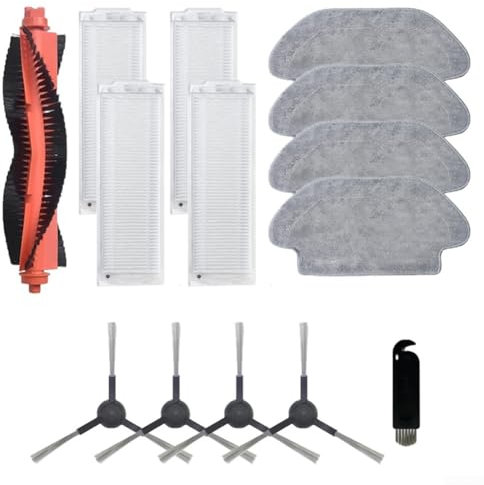 Zilimontt Main Roller Brush Side Brushes Mop Pads Filters, Replacement Parts Compatible With For Karcher RCV 3 Sweeper Accessories