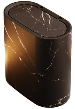 Générique Petite poubelle de salle de bain avec couvercles, en plastique marbré et bois, petite poubelle avec couvercle pour salle de bain, corbeille à déchets moderne pour maison, intérieur, hôtel