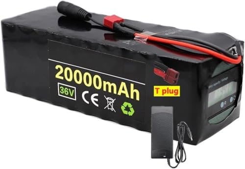 GFRYSBMQ E-Bike Battery 36V 20Ah 10S4P Rechargeable Lithium Battery Pack for 1000W Ebike Motorcycle, Go-Kart, Scooter Replacement Battery with Charger XT60