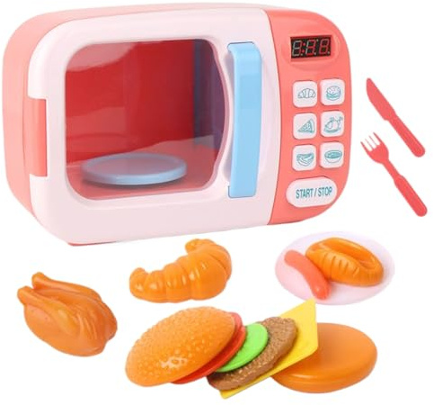 Micro-Ondes Jouet | Set de Cuisine Enfant avec Son et Lumières - Jeu de Rôle Interactif avec Minuteur pour Maison Extérieur Restaurant Garçons Filles