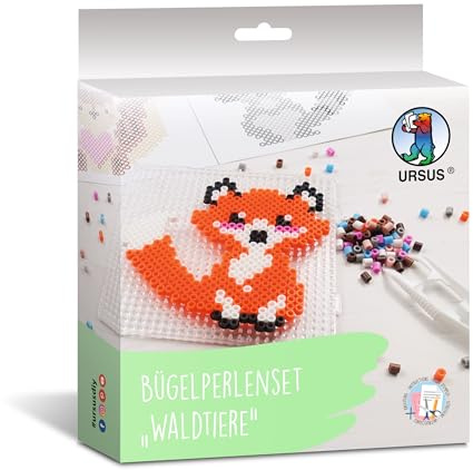 Ursus 3941 00 04 - Bügelperlen Set Waldtiere, 2000 Perlen, 5-10 Motive, DIY Bastelset zum Stecken, Perlenbilder kreativ gestalten & selber machen, Kreativspaß ab 3 Jahren