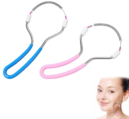 XinYangMao 2 Pcs Facial Hair Remover Spring, Face Hair Epilator Spring Tool, Manual Epilator Spring Facial Hair Roller, Threading Epilator Tools for Women Face Hair Removal