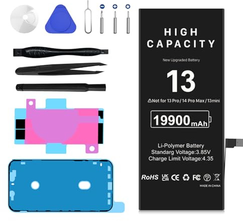 19900mAh Battery for iPhone 13, Upgrade High Capacity Replacement Battery for iPhone 13 Models A2482,A2631,A2634,A2635,A2633, with Professional Repair Tool