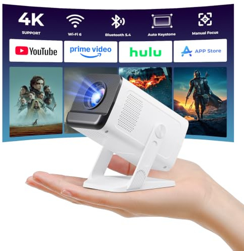 Mini Projector Portable 2026 Upgraded Built in Apps Android 14, 26000 Lux 1080P Supported 180° Rotation & Auto Keystone, Outdoor Compatible with Windows/iOS/Android/HDMI/USB